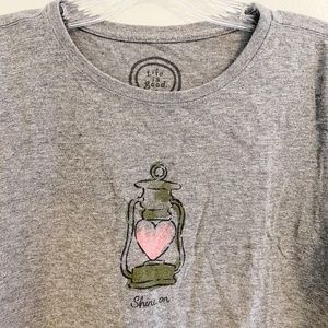 Gray Shine On Life is Good Tee Heart Lantern size small short sleeve